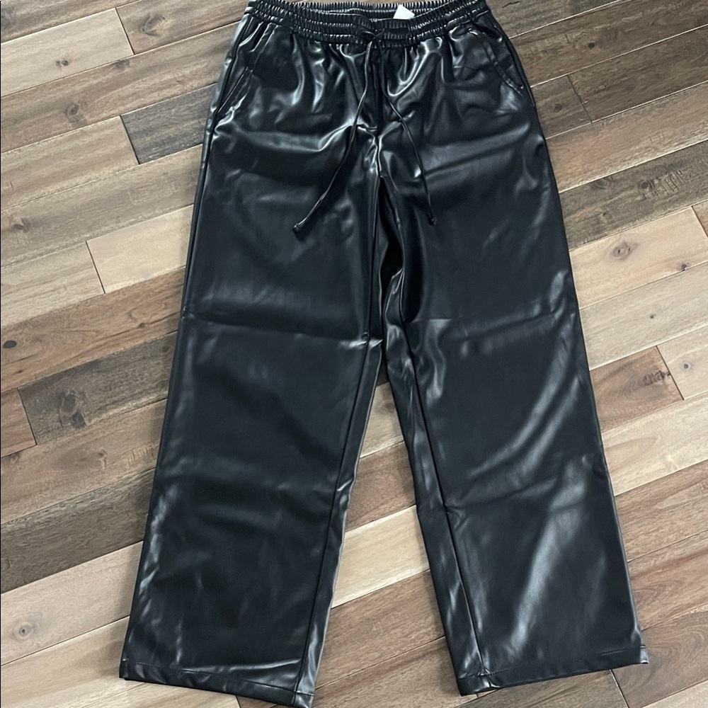 GAP Black Faux Leather Pants